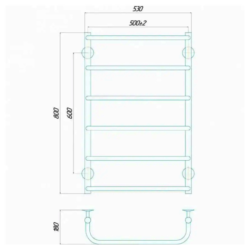 Рушникосушарка електрична Deffi Стандарт 500х800 мм лівий, 120 Вт, білий