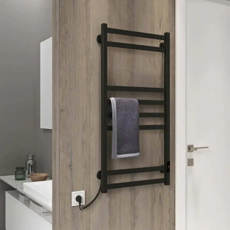 Рушникосушарка електрична Deffi Avast 500х1000 лівий, 198 Вт, чорний