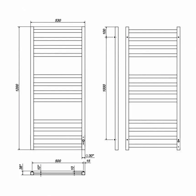 Полотенцесушитель электрический Deffi Avast 500х1200 правый, 231 Вт, белый