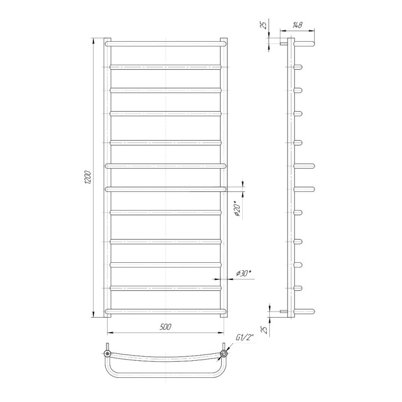Сушка для рушників Mario Люкс 1200х530/500 (1.1.0307.01.P)