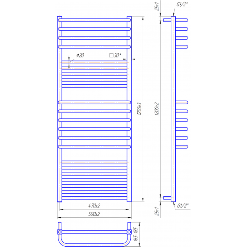 Полотенцесушитель Гера-Люкс 1250х500/470