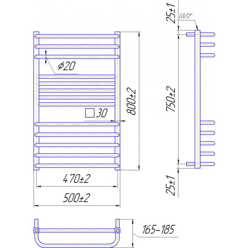 Полотенцесушитель Гера-Люкс 800х500/470