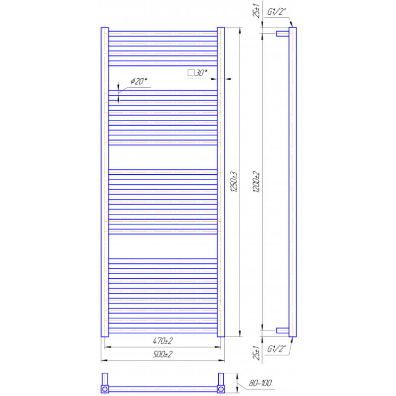 Полотенцесушитель Гера 1250х500/470