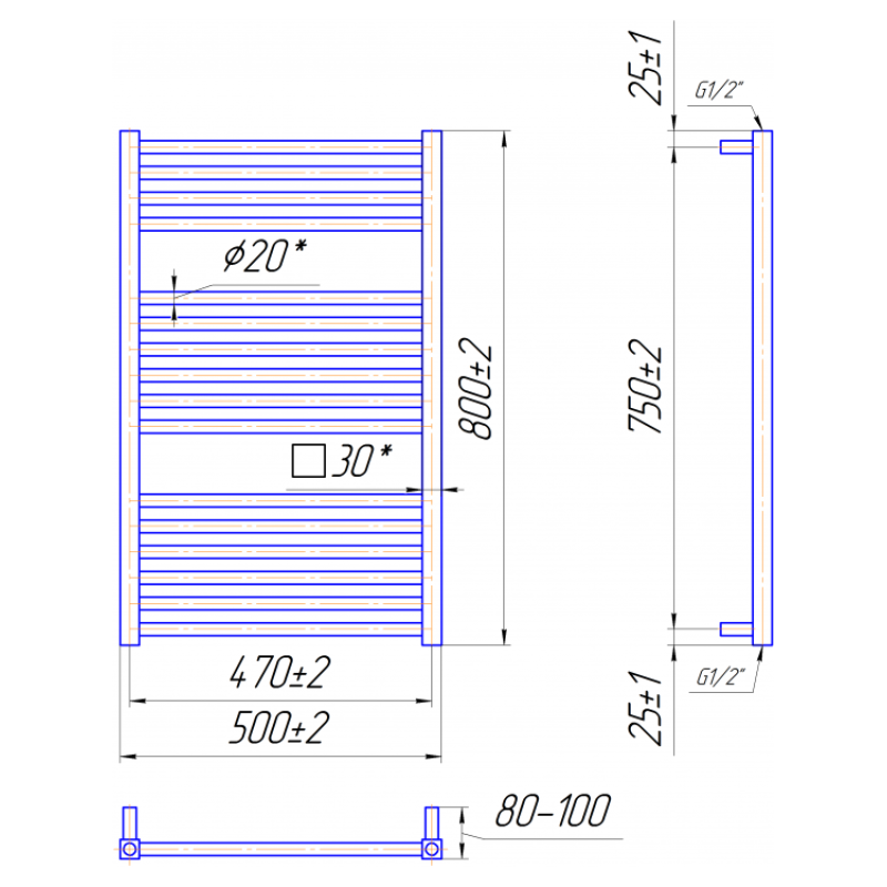 Рушникосушка Гера 800х500/470