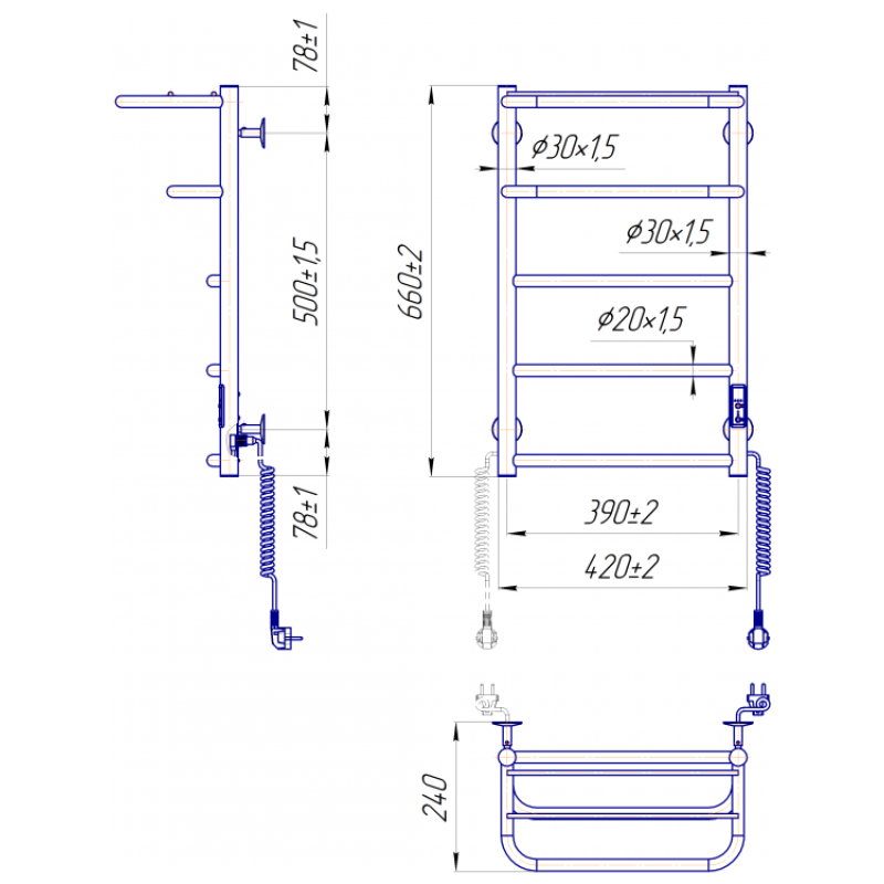 Рушникосушка електрична Hotel-І 650х430/240 TR К