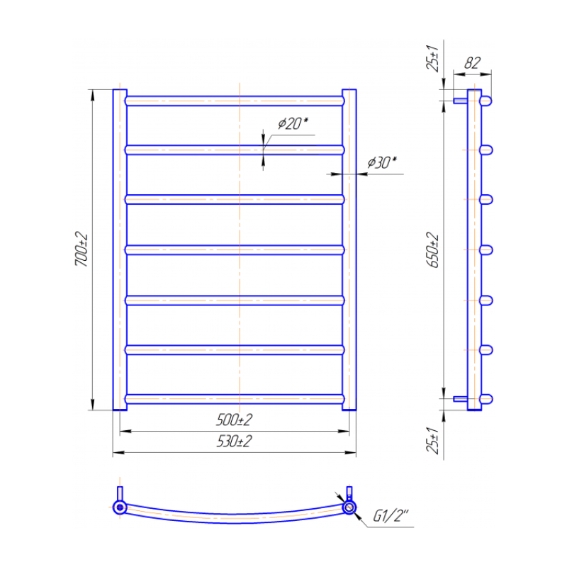 Полотенцесушитель Классик 700х530/500