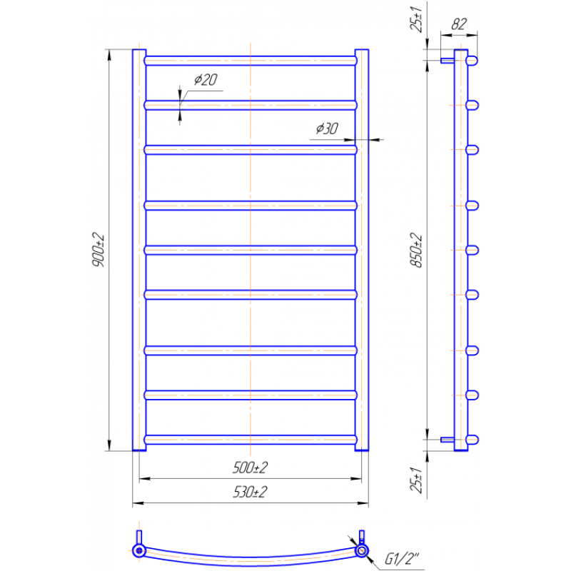 Полотенцесушитель Классик 900х530/500