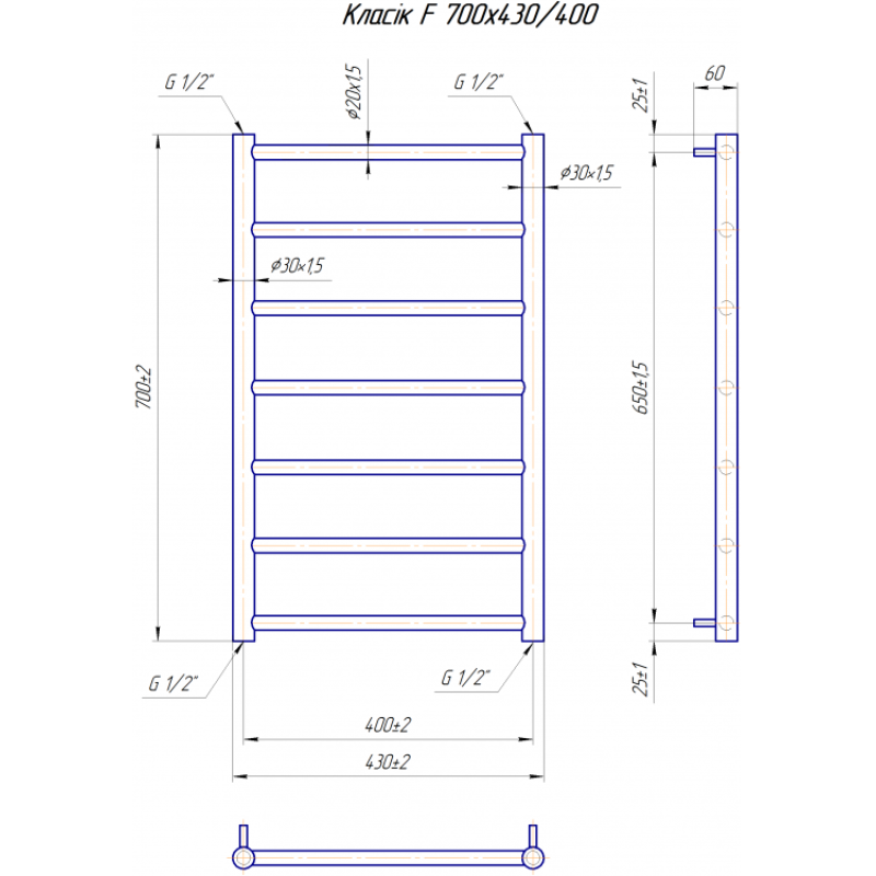 Полотенцесушитель Классик F 700х430/400