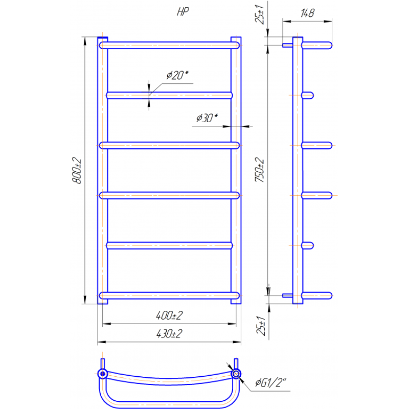Полотенцесушитель Люкс НР 800х430/400