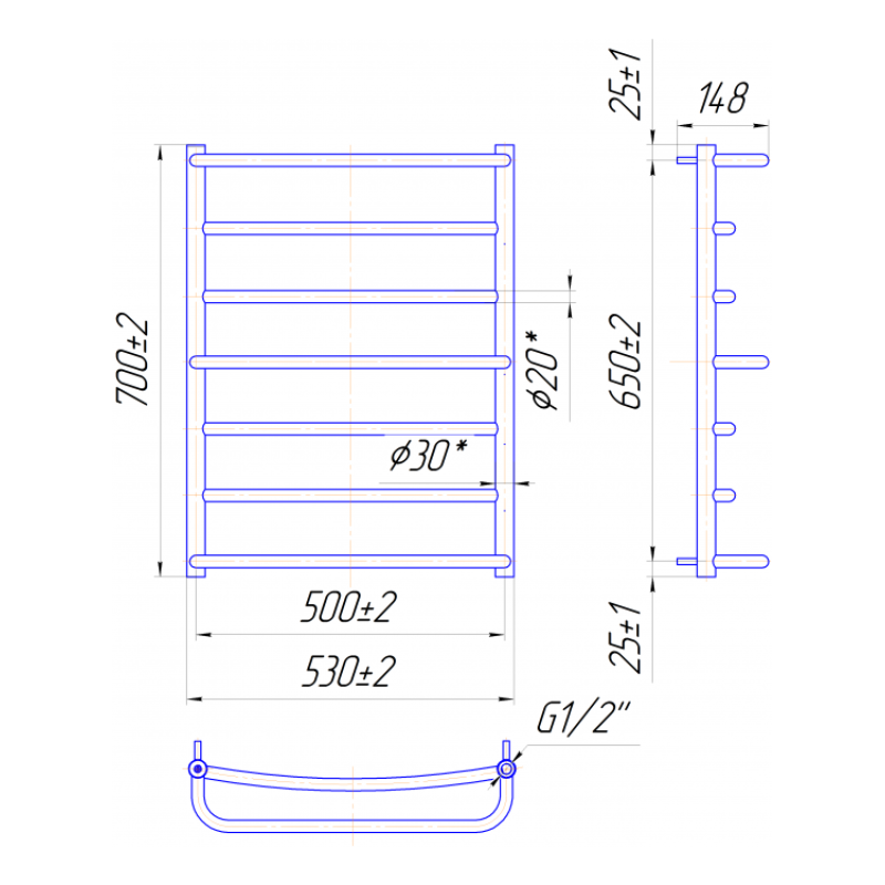Рушникосушка Люкс 700х530/500