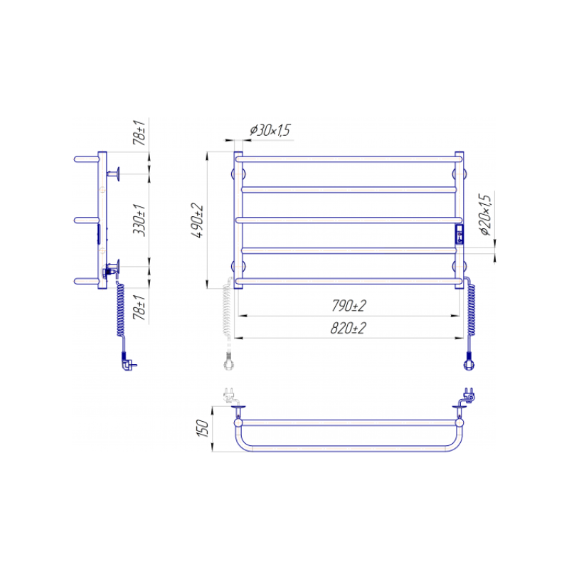 Рушникосушка електрична Люкс Сіті-І 500х830/150 TR К