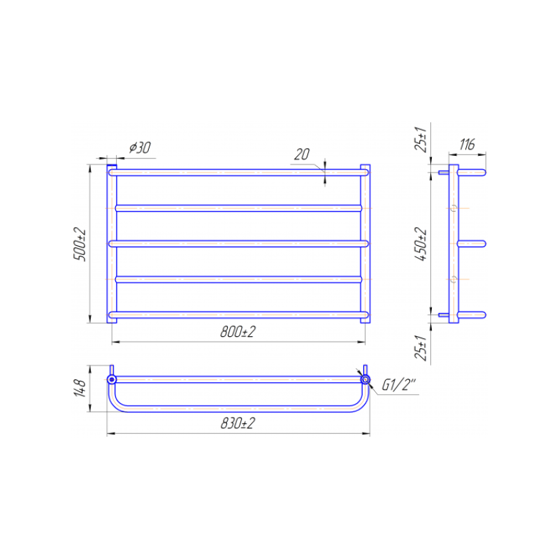 Полотенцесушитель Люкс Сити 500х830/800