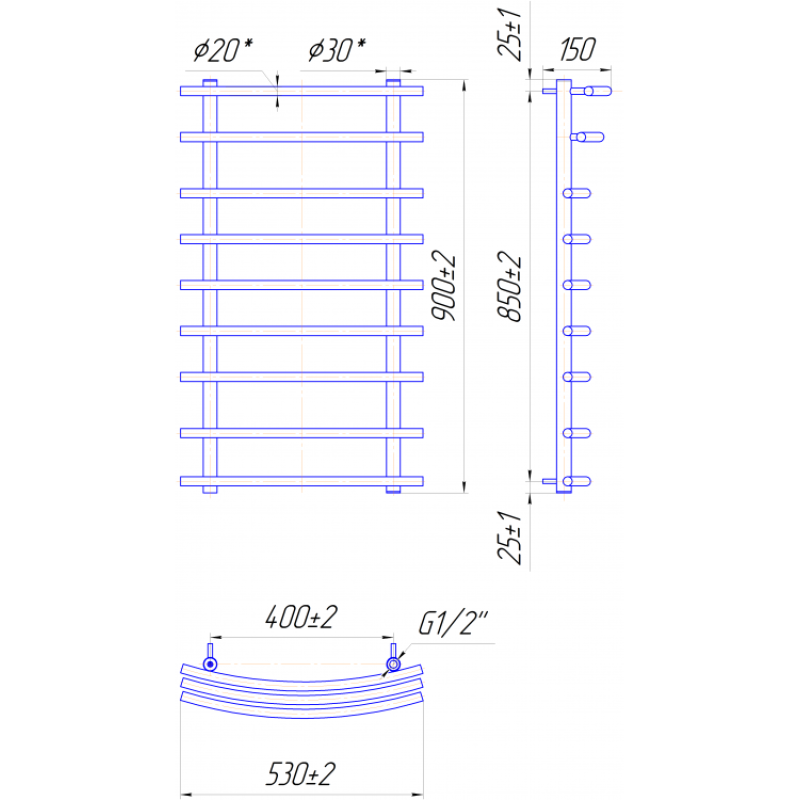 Полотенцесушитель Марио 900х530/400