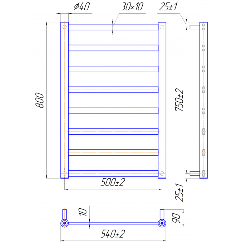 Рушникосушка Модена 800х540/500