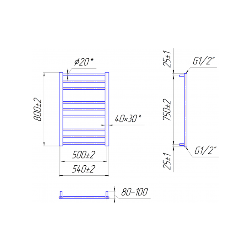 Рушникосушка Преміум Класік 800х540/500