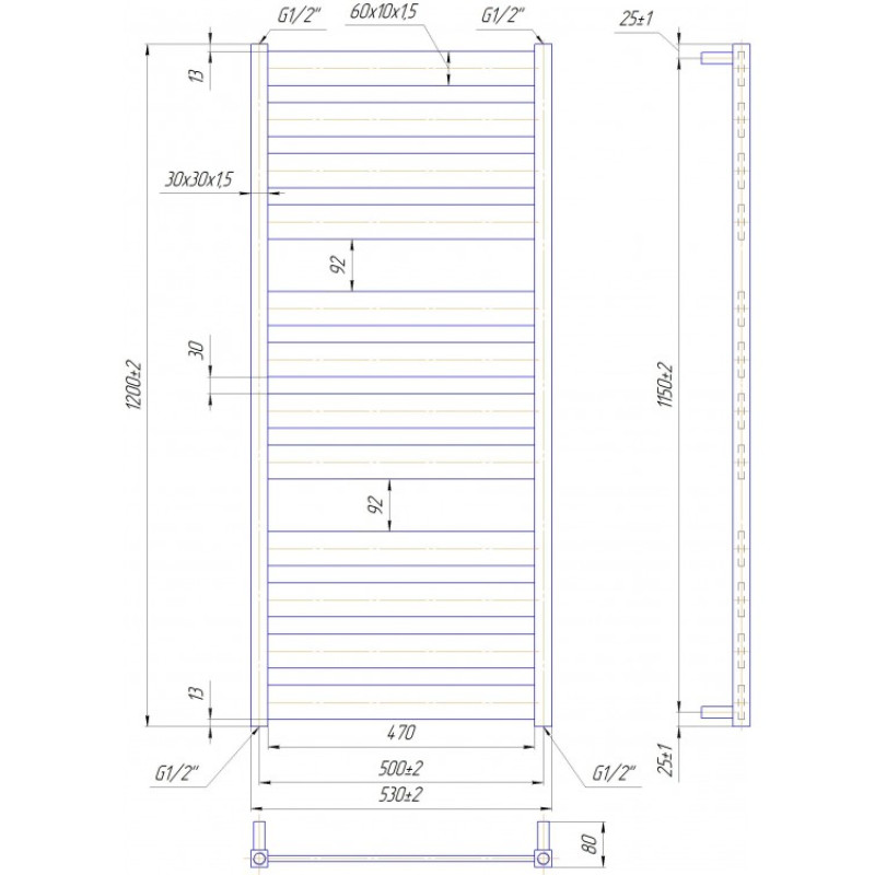 Рушникосушка Санті 1200х530/500