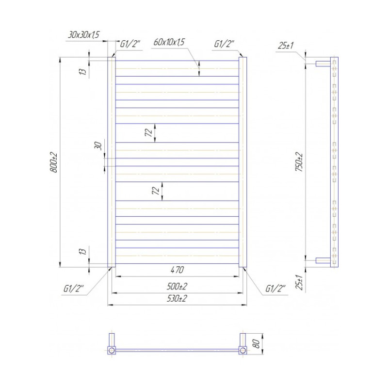 Полотенцесушитель Санти 800х530/500