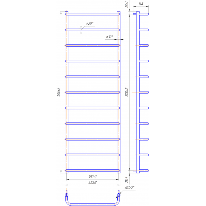 Рушникосушка Стандарт НР 1550х530/500