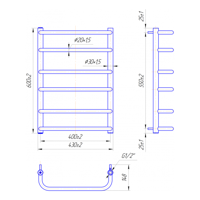 Полотенцесушитель Стандарт 600х430/400