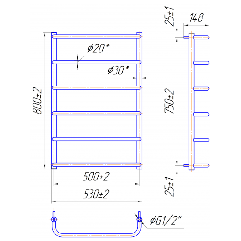 Рушникосушка Стандарт НР 800х530/500