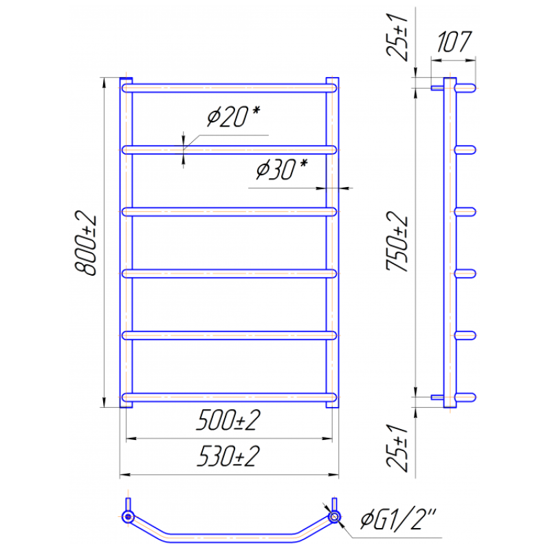 Полотенцесушитель Трапеция HP 800х530/500