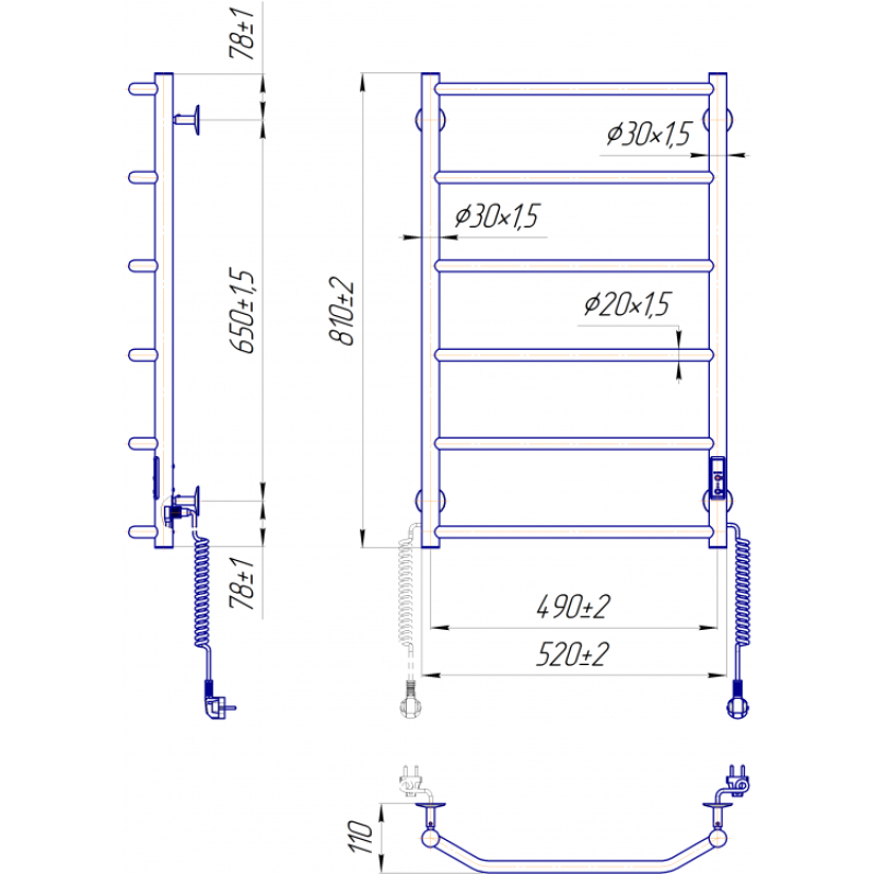 Рушникосушка електрична Трапеція НР-І 800х530/110 TR К