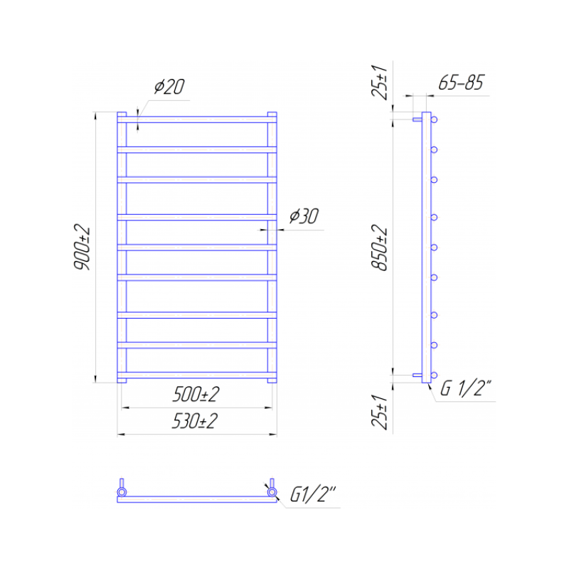 Полотенцесушитель Турин 900х530/500
