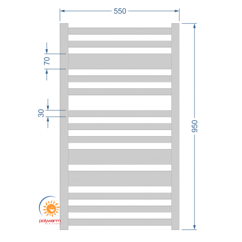 Водяной полотенцесушитель Polywarm WB13/55 (970*550мм)