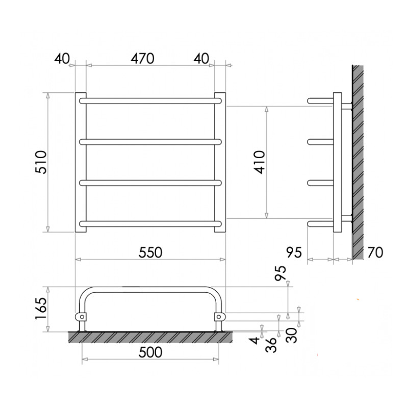 Водяна сушка для рушників Polywarm WU4/55 (510 *550мм)