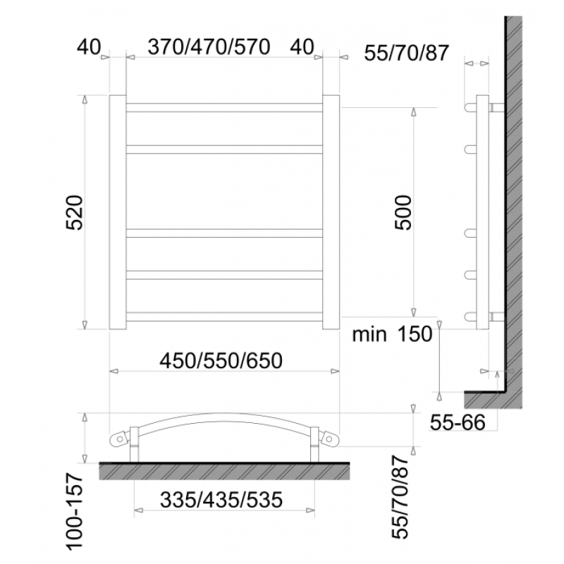 Электрический полотенцесушитель сухого типа Polywarm Welt EG5/45 (510*450мм)