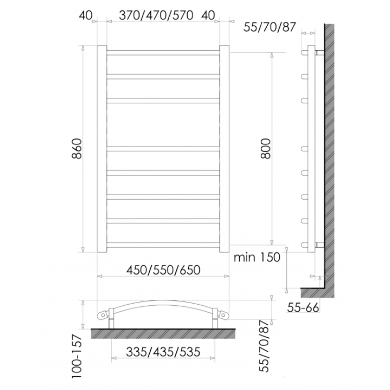 Электрический полотенцесушитель сухого типа Polywarm Welt EG8/65