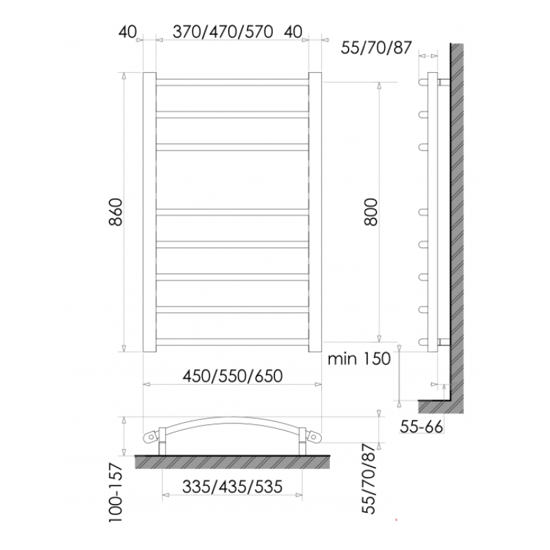 Электрический полотенцесушитель сухого типа Polywarm Welt EG8/45