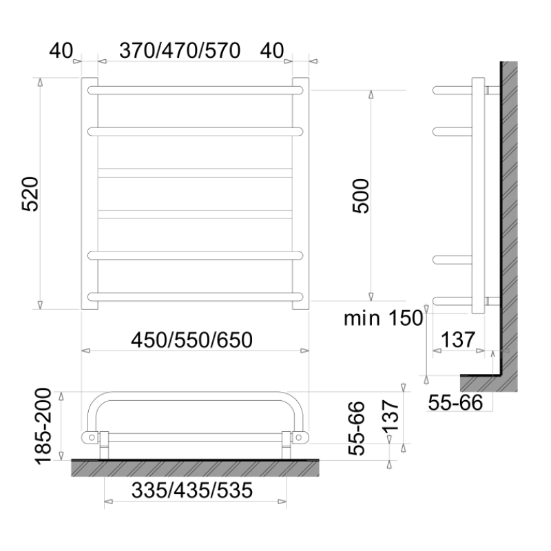 Електрична сушка для рушників сухого типу Polywarm Afla ED6/45 Sensor (520*450мм)