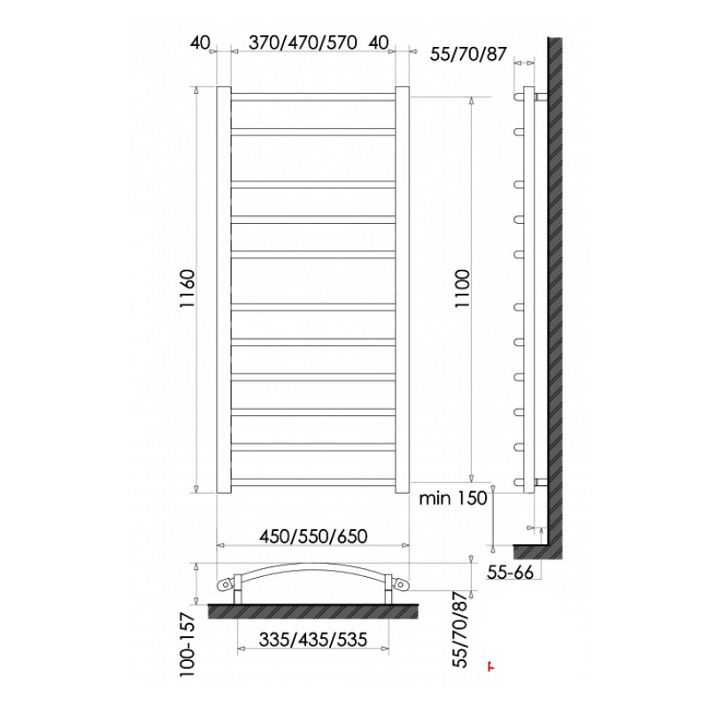 Електрична сушарка для рушників сухого типу  Polywarm Welt ED11/55 (1160*550мм) Sensor