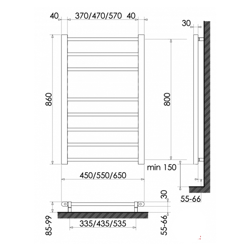 Электрический полотенцесушитель сухого типа ER8/65 Sensor