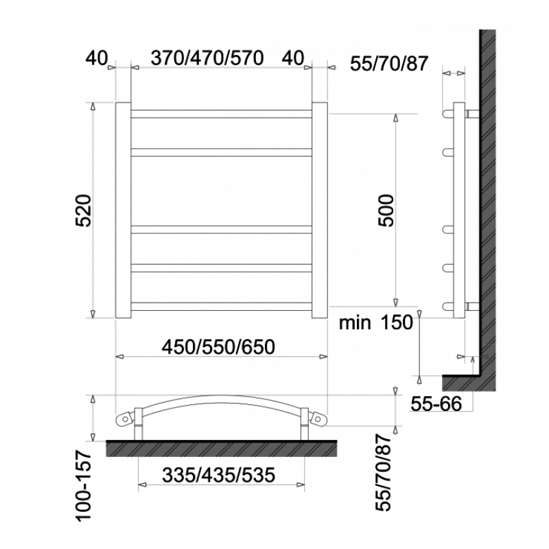 Электрический полотенцесушитель сухого типа Polywarm Welt  EG5/45 (510*450мм) Sensor