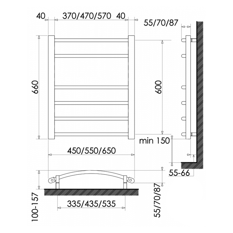 Електрична сушарка для рушників сухого типу Polywarm Welt EG6/55