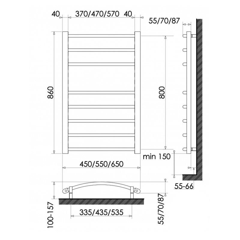 Електрична сушарка для рушників сухого типу Polywarm Welt EG8/55
