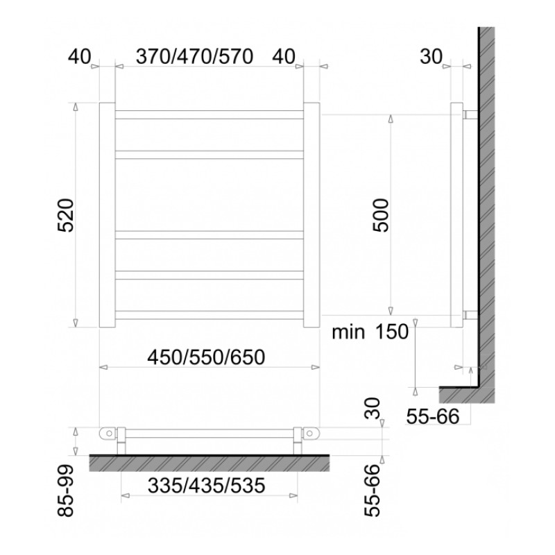 Электрический полотенцесушитель сухого типа ER5/55 Sensor