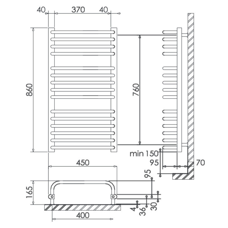 Сушка для рушників Поліварм Polywarm Bavaria WU 25/65 (1460*650мм)