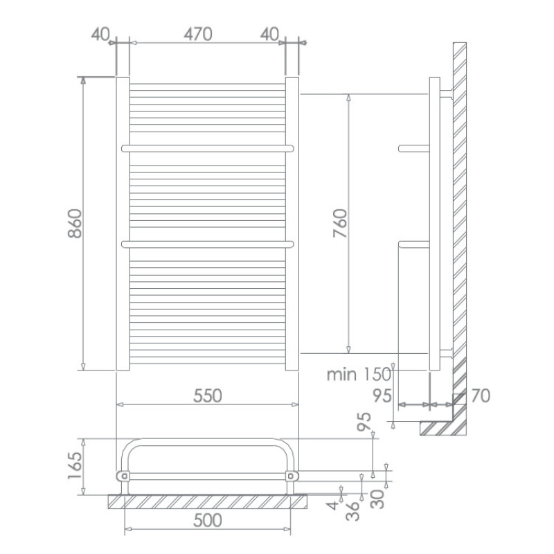 Сушка для рушників Поліварм Polywarm Berlin WD 36/45 (1660*450мм)