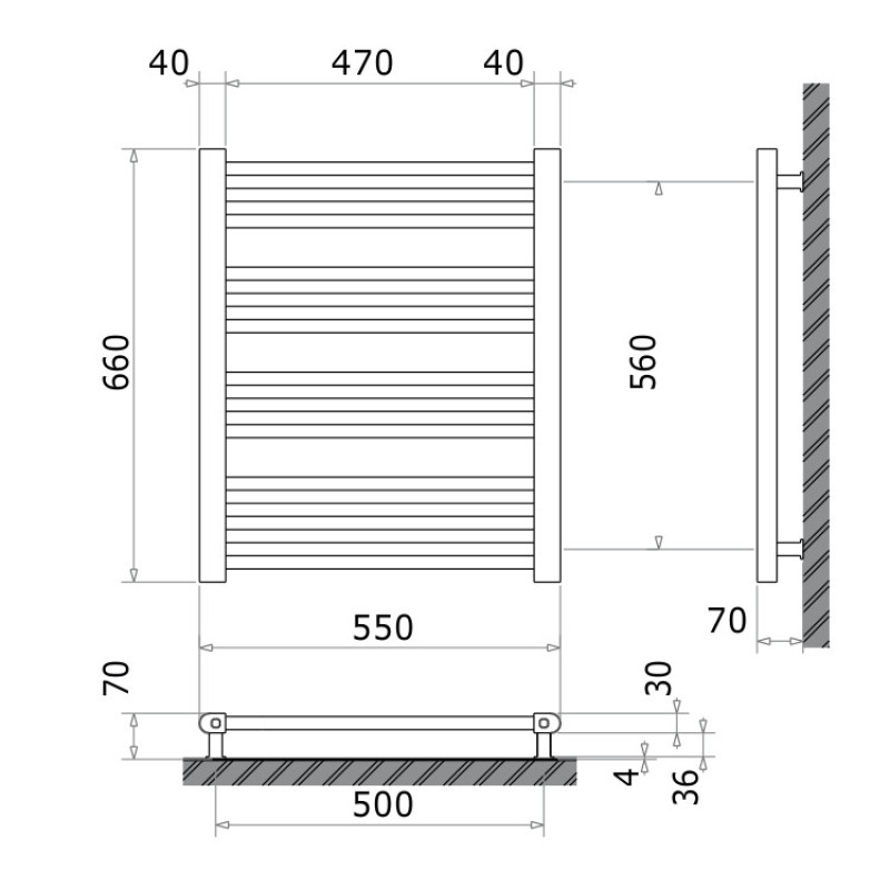 Сушка для рушників Поліварм Polywarm Frankfurt WR 25/55 (1180*550мм)