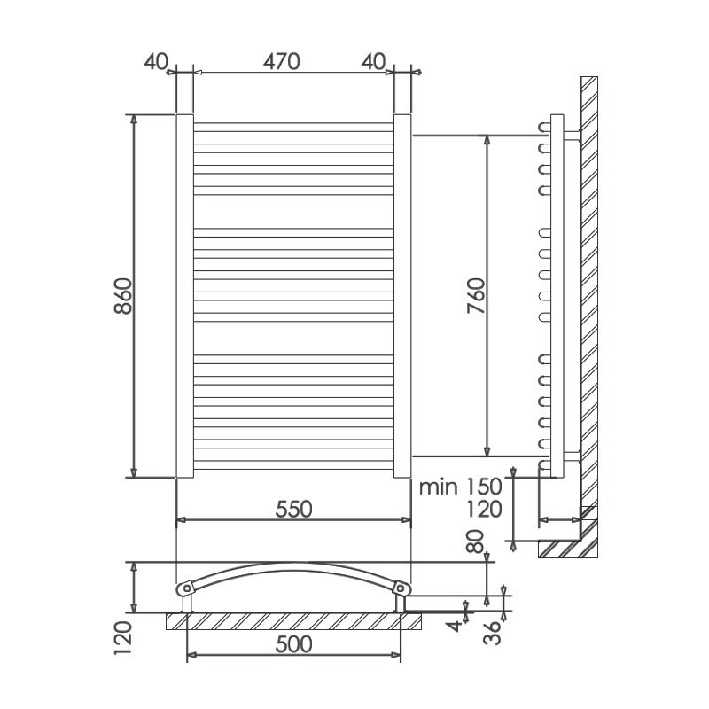 Сушка для рушників Поліварм Polywarm Munich WG 21/55 (1210*550мм)