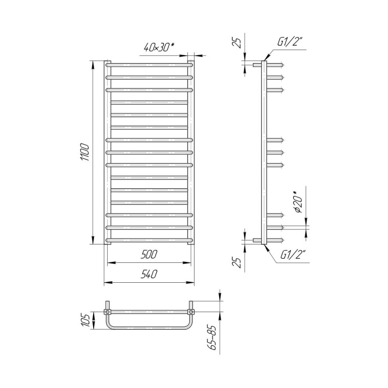 Сушка для рушників Mario Преміум Люкс 1100х540/500 (1.2.0302.03.P)