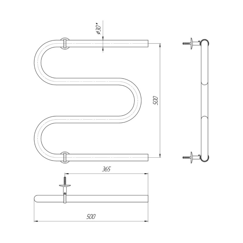 Сушка для рушників Mario Змійка 30 530х500/500