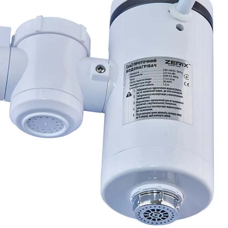 Проточный водонагреватель Zerix ELW77-E ZX4774 с индикатором температуры 