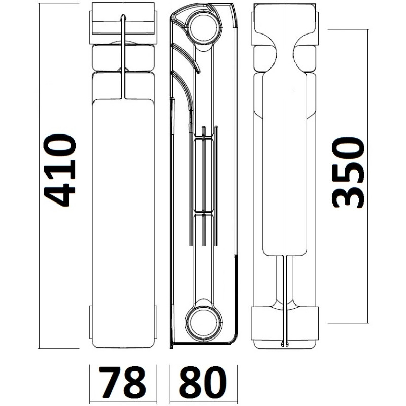 Радіатор біметалевий секційний GALLARDO BISHORT 350/80 (10 секцій)