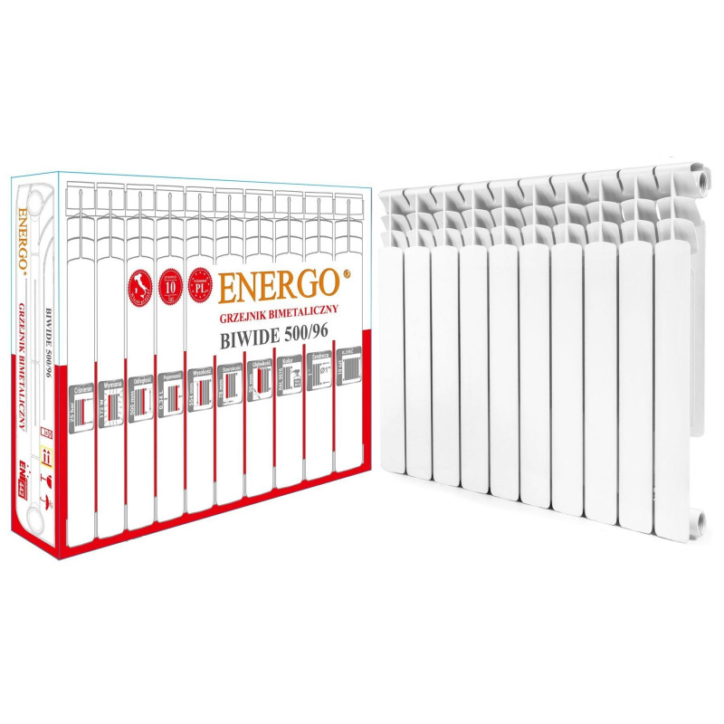 Радиатор биметаллический секционный ENERGO BIWIDE 500/96 (10 секций)