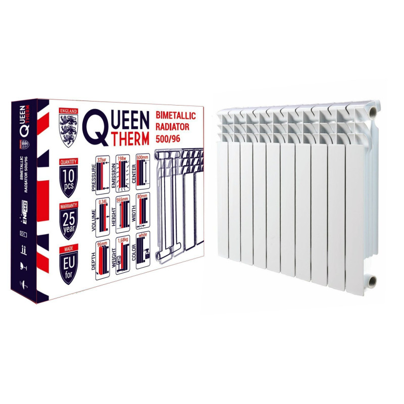Радіатор біметалевий QUEEN THERM 500/96 (10 секцій)