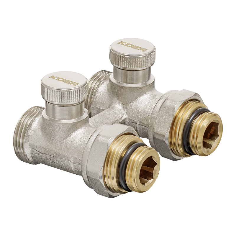 Набір кранів нижнього підключення KOER SET-22 1/2"x3/4" ЗЗ (KR3174) (прямий, з термоголовкою) 